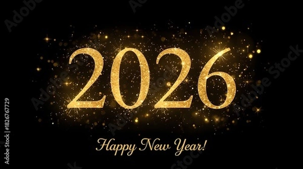 Obraz Gold 2026 New Year Celebration Card With Sparkle