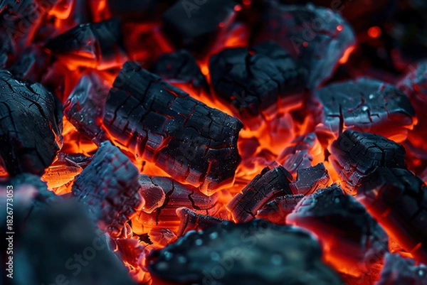 Obraz 赤熱した炭のクローズアップ