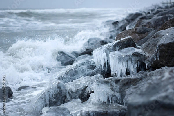 Obraz Ice cliffs on the seashore