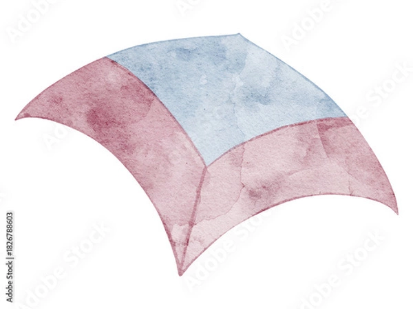 Fototapeta Watercolor Kite with in soft pastel colors. Illustration of flying toy for childish party invitations or Baby greeting cards. Element in blue and pink tones for summer games on isolated background.