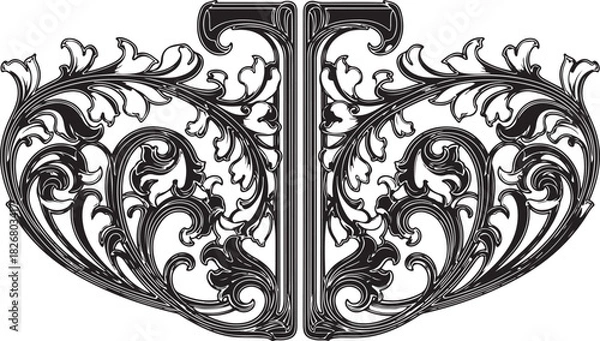 Obraz Elegant Symmetrical Ornamental Flourish Design