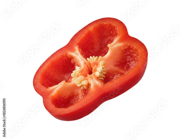Obraz Falling Red Bell Pepper Slice – Dynamic Fresh Vegetable Concept 