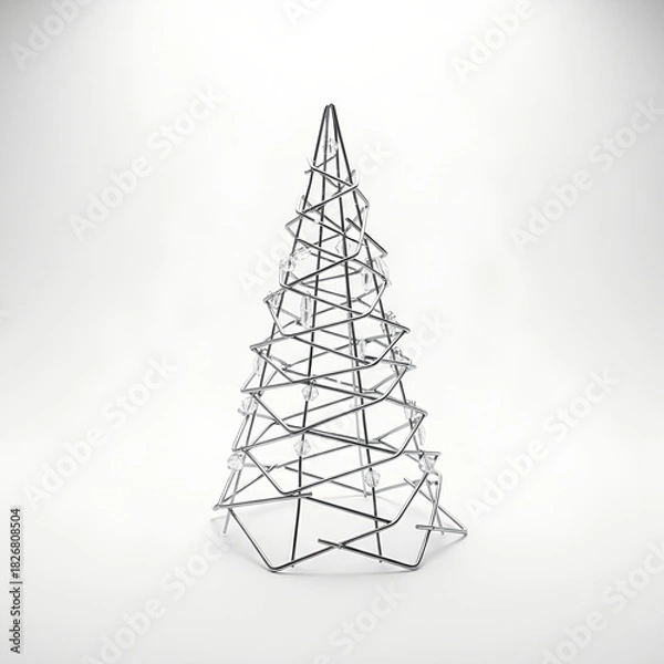 Fototapeta Geometric wireframe Christmas tree on white background