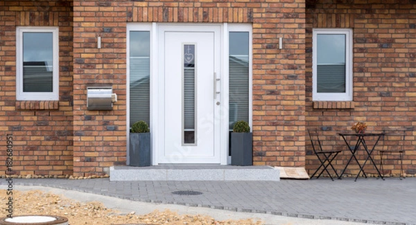 Obraz Moderne weiße Haustür eines Hauses