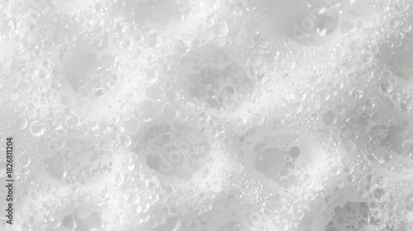 Obraz Abstract white soapy foam texture with bubbles. Background concept for shampoo, face cleanser, shaving cream or hygiene product.