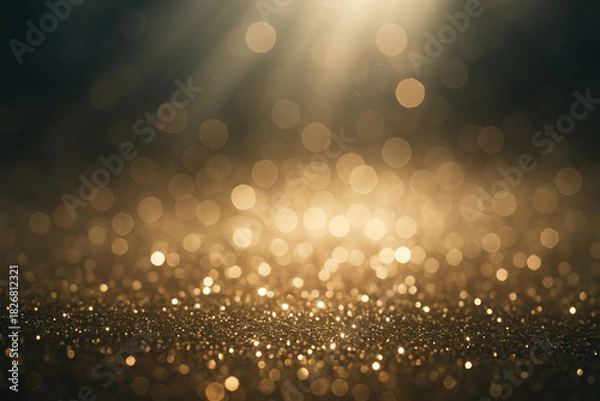 Obraz Golden glitter background with bokeh effect and sparkling light