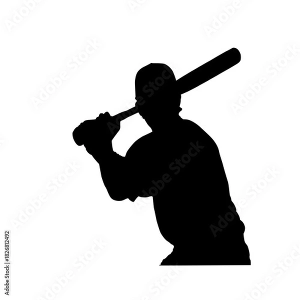 Obraz Baseball player silhouette ready to swing bat for home run