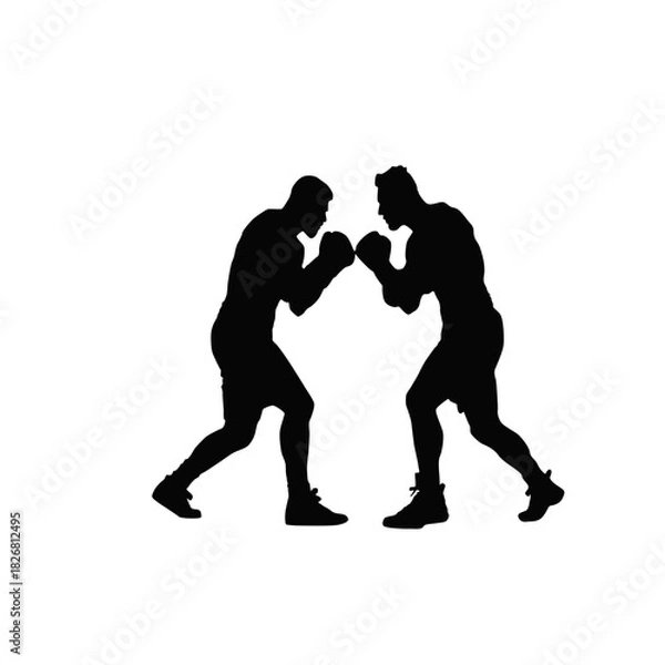 Obraz Silhouette of two boxers facing off in a competitive match