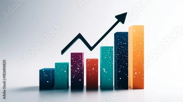 Fototapeta Graph shows upward trend with clear directional arrow visual representation depicts growth indicating positive progress