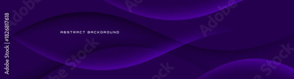 Fototapeta 3D purple geometric abstract background overlap layer on dark space with waves effect decoration. Modern graphic design element cutout style concept for web banner, art, flyer, card or brochure cover