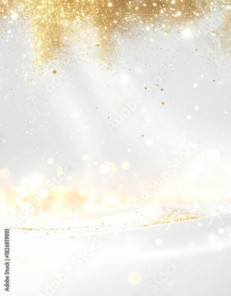 Fototapeta Soft White Christmas Sparkle Gold Glow Background