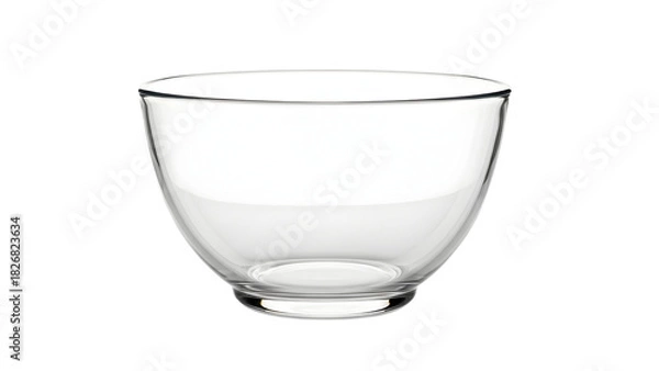 Fototapeta Clear glass cup with smooth rounded edges on a  white background
