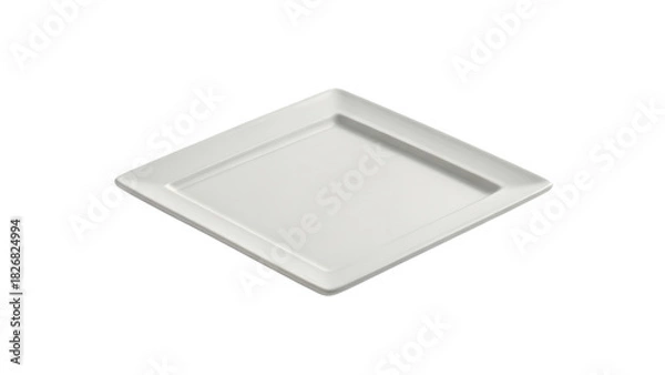 Fototapeta Clean white square plate on a  white background