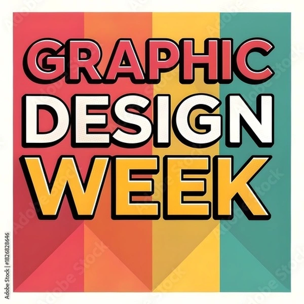 Obraz Celebrate creative expression during graphic design week with this vibrant retro poster, ideal for promoting events, workshops, and inspiring designers globally