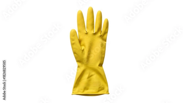 Fototapeta Single yellow rubber glove isolated on White background for cleaning