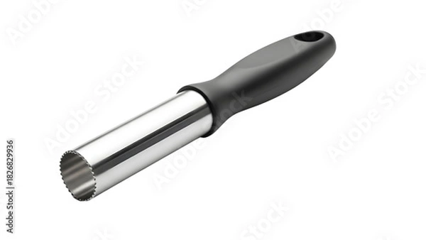 Fototapeta Stainless steel apple corer with black handle isolated on White background