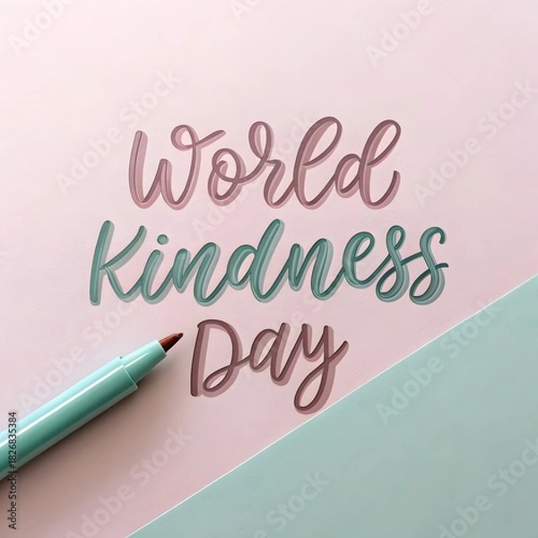 Obraz Inspiring World Kindness Day message written in elegant calligraphy, a beautiful reminder to spread compassion and positivity, perfect for social media posts