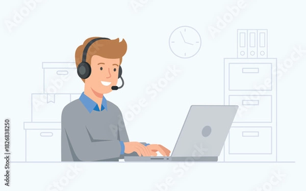 Obraz Male remote customer support agent