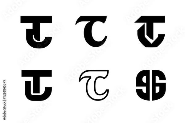 Fototapeta Corporate Logo Variations. Corporate typography. Icon set. Set Logo of corporate typography: Initials with shadow effect. harmonious logo variations of the