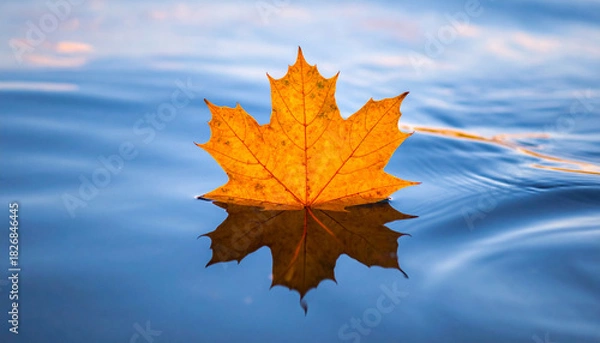 Obraz Autumn Leaf Floating on Water