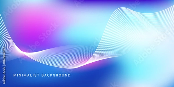 Fototapeta Abstract blue gradient background with shining lines waves. Minimalist background for banner