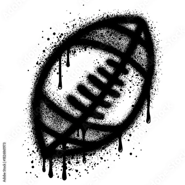 Obraz American football icon in graffiti style with black spray paint