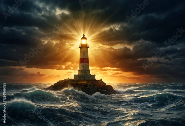 Obraz Signal beacon.  lighthouse. Generative AI