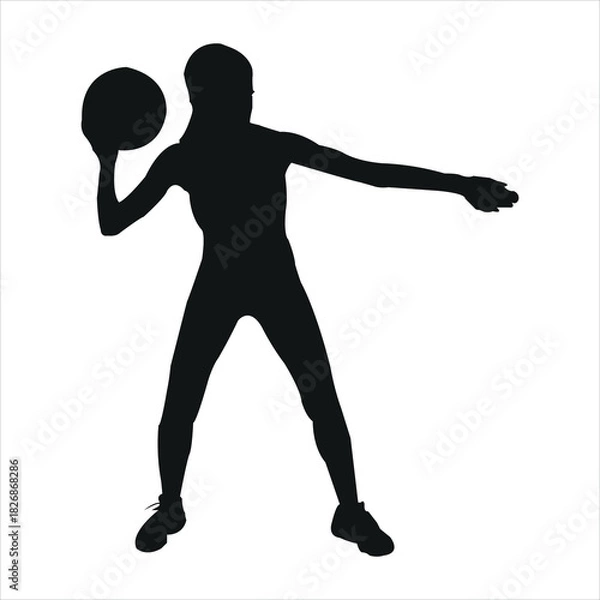 Fototapeta Dodgeball player silhouette vector isolated on white background