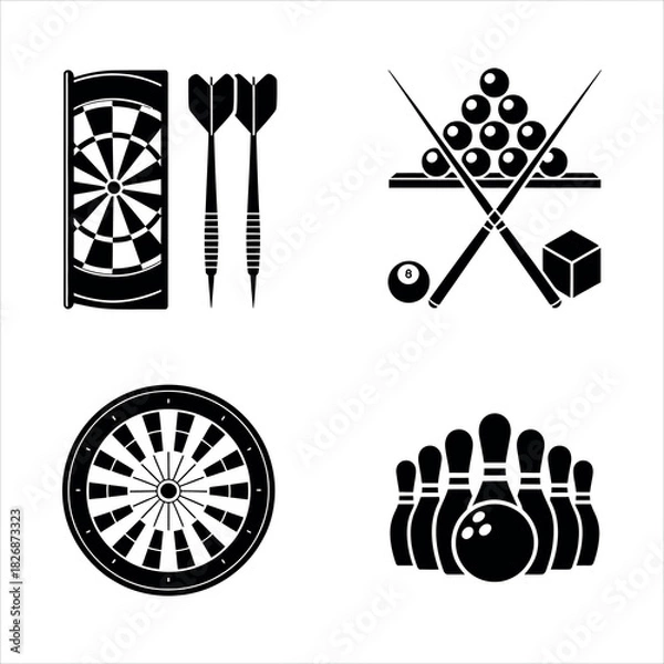 Fototapeta Collection of game icons isolated on white background