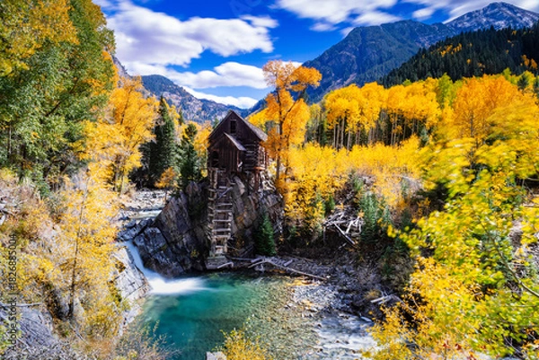 Obraz Crystal mill and fall foliage colors