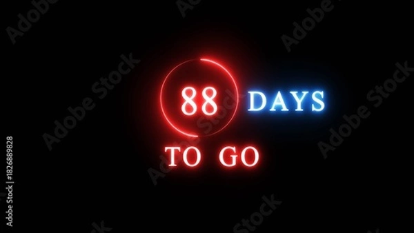 Fototapeta 88 days countdown number illustration. Neon counting number text. Calendar date concept.