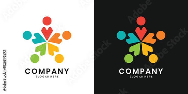 Obraz Colorful people teamwork logo design