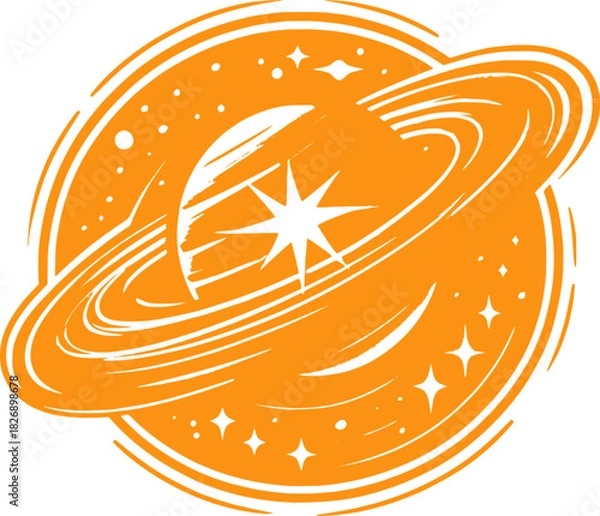 Obraz Ringed Planet with Stars and Cosmic Background