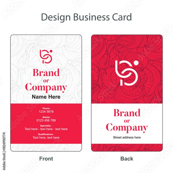 Fototapeta Business card design with red color and logo concept vector