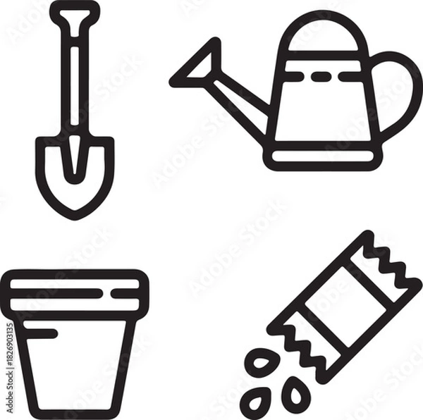 Fototapeta Gardening tools icon set vector illustration