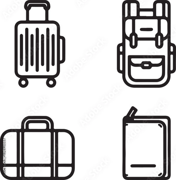 Fototapeta Travel icon vector illustration of suitcase luggage and business briefcase set eps 10 isolated style