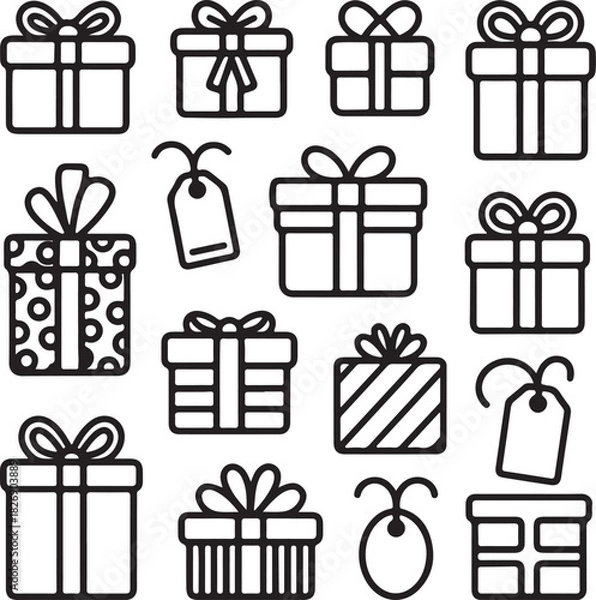 Fototapeta set of l gift boxes with ribbons and bows vector illustration