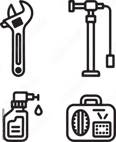 Fototapeta tools icon set with keys locks and metal equipment illustrations
