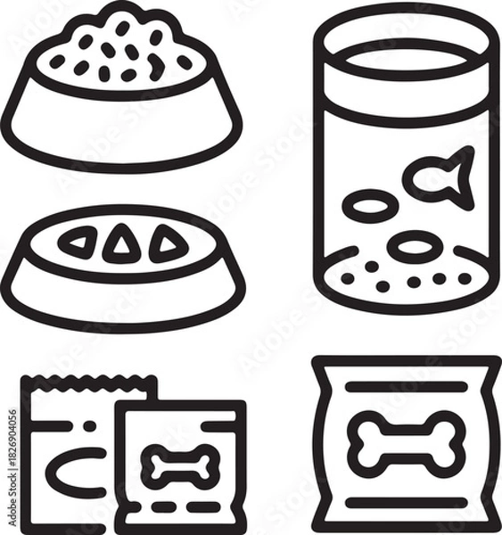 Fototapeta Fast food icon set with food and drink symbols for web and design collection