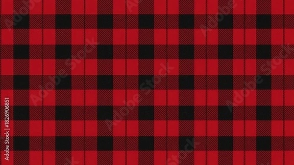 Obraz Red and black checkered plaid pattern fabric design