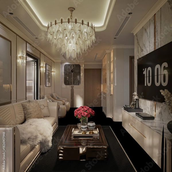 Obraz 3d render modern living room interior