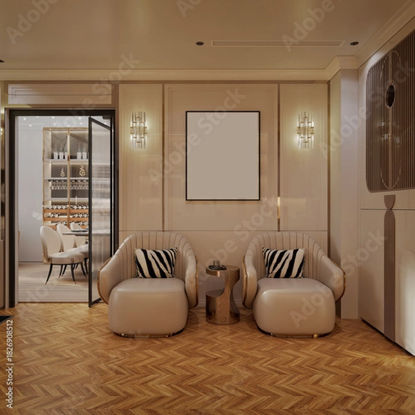 Obraz 3d render modern living room dining room