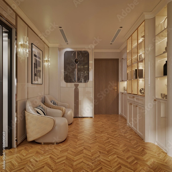 Obraz 3d render modern living room dining room