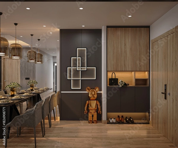 Obraz 3d render modern living room dining room