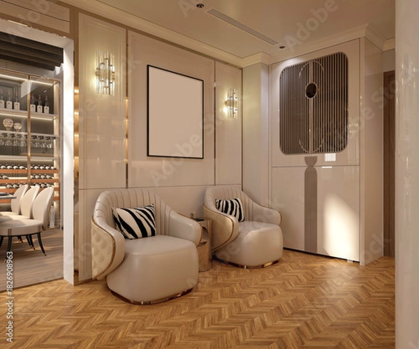 Obraz 3d render modern living room dining room