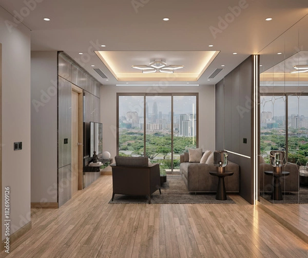 Obraz 3d render modern living room dining room