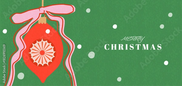 Obraz A festive greeting illustration with a Christmas bauble