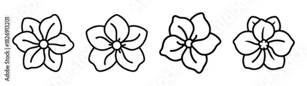 Fototapeta Black and white flower line art illustration for coloring pages and floral design projects element vector