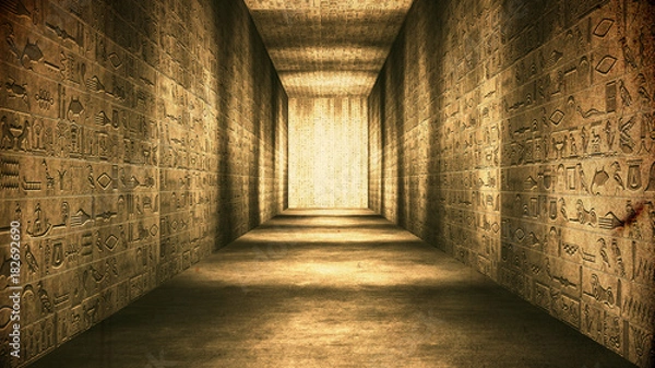 Fototapeta Egipski tunel hieroglifów korytarz Vintage