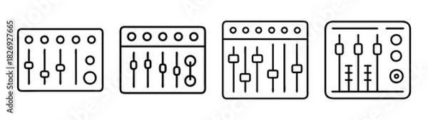 Fototapeta Audio mixer sound board vector illustration for music production and dj equipment design element